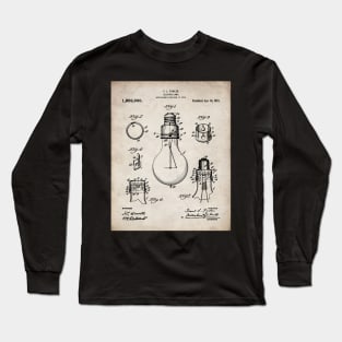 Electric Lamp Patent - Housewarming Home Hallway Art - Antique Long Sleeve T-Shirt